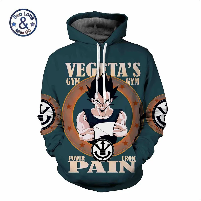 Мужская толстовка с капюшоном драконом 3D аниме худи для Вегета Homens Sweat Homme Sudaderas Con