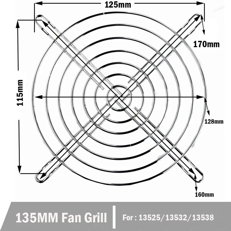 135MM Fan Grill 10 шт. защита вентилятора охлаждения металлическая решетка крышка вентилятора компьютера 30 мм 40 мм 50 мм 60 мм 70 мм 80 мм 90 мм 120 мм 135 мм 140 мм 170 мм 200 мм - Цвет лезвия: 135MM Fan Grill