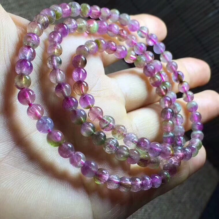 Браслет из натурального арбуза красный зеленый турмалин прозрачный