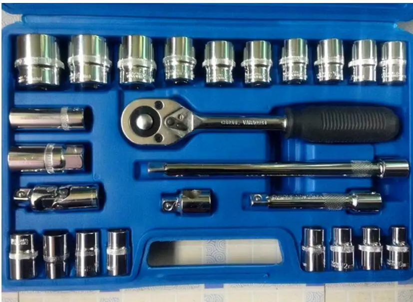 

25pcs 1/2" drive metric socket repair tool kit H handle spark plug socket 16mm 21mm universale joint 5inch 10inch rod hand tool