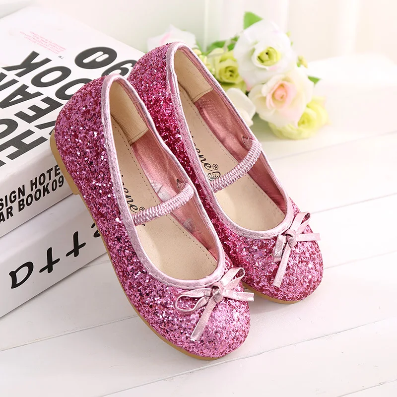 Детская обувь принцессы для девочек 2018 модные кожаные тонкие туфли с бантом