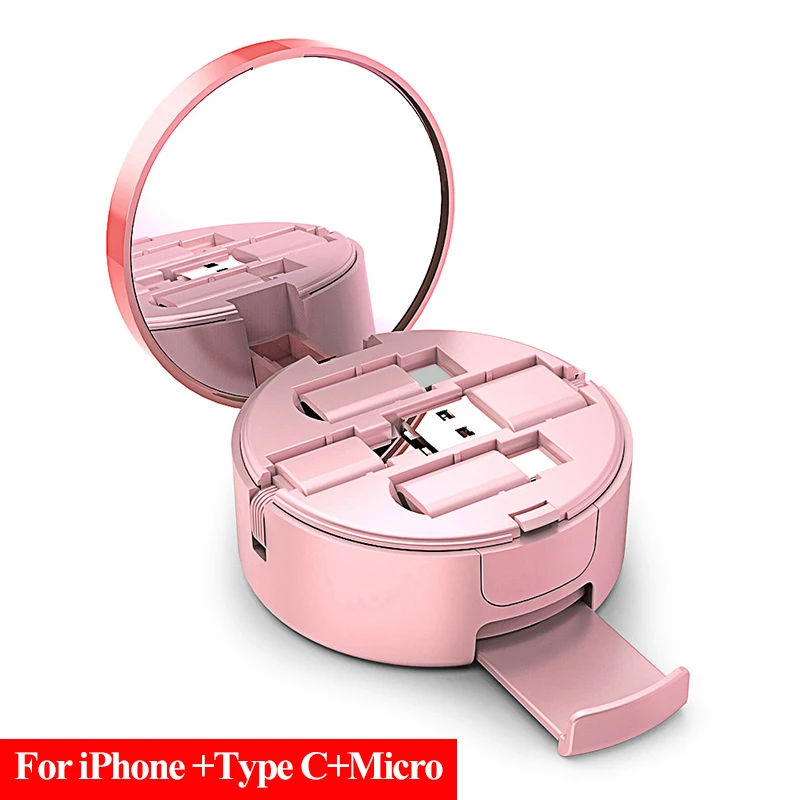 3 in 1 Pink OATSBASF Выдвижной USB C для samsung galaxy Note 9 S9 Plus One plus 6 кабель Тип C зарядное устройство для One Plus 5T Xiaomi mi x 2 2S - Цвет: 3 in 1 Pink