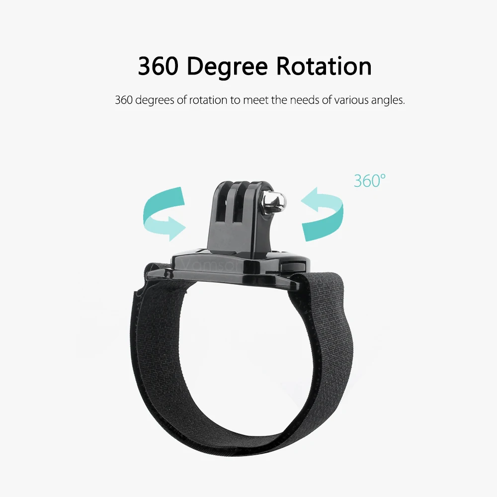 Vamson для Go pro Аксессуары 360 градусов вращающийся ремешок на запястье GoPro hero 8 7 6 4 SJCAM