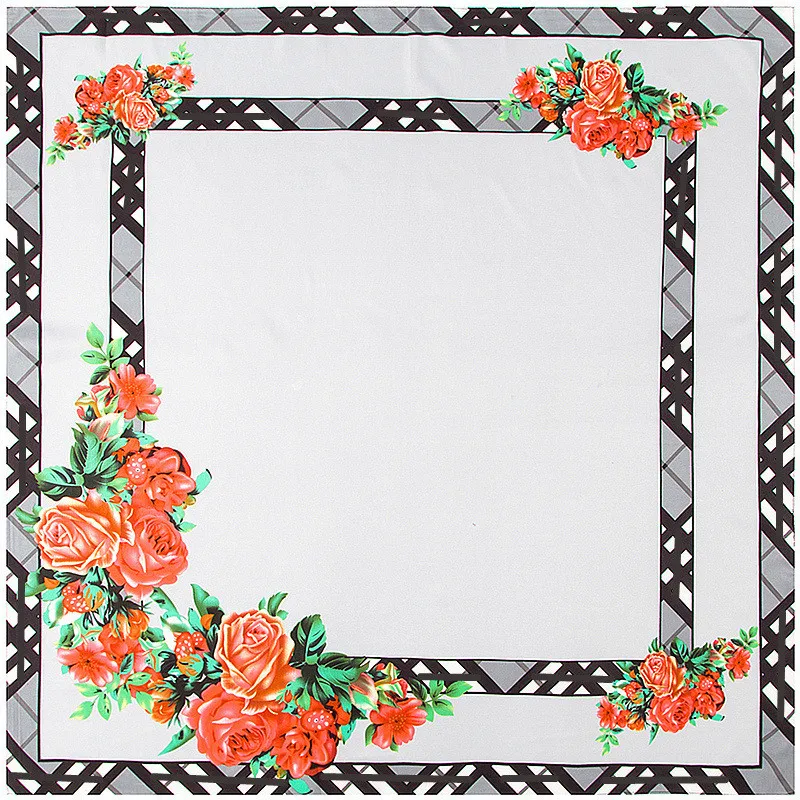 100% Silk Square Scarf Women 2019 China Flowers Print Foulard Lady Hijab Female Neckerchief Bandana Belt Band 100cm*100cm |