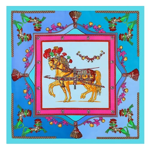 horse sky blue POBING шелковый шарф для женщин с принтом глаз монстра Шелковый Платок женский шейный платок маленькая бандана квадратные шарфы женские аксессуары 60*60 см - Цвет: horse sky blue