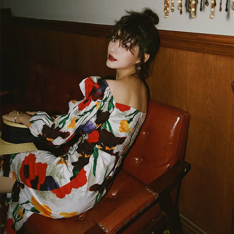 Женское винтажное платье с цветочным принтом Cheerart длинное облегающее миди