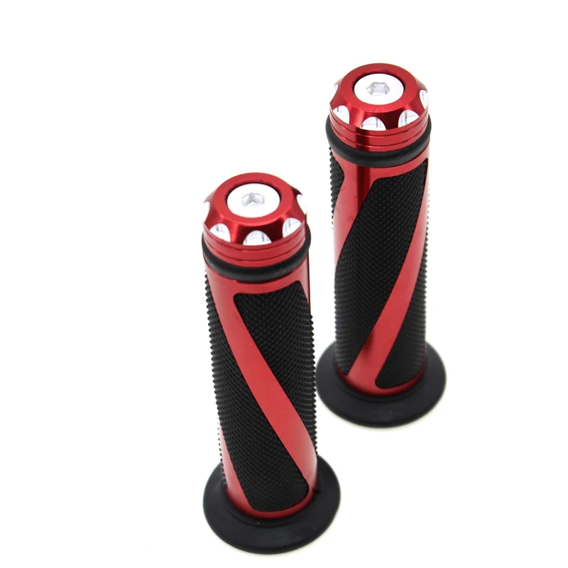 Красный 22 мм 7/" Мотоцикл Байк резиновая ручка для Vespa KYMCO Derbi Bajaj Kawasaki Honda Yamaha KTM Suzuki Benelli Ducati - Цвет: Красный