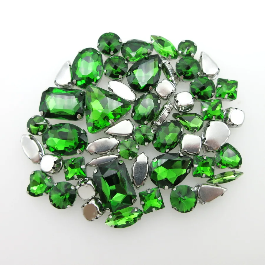 Olivine Формы микс 50 шт./упак. серебро коготь Установка; обувь с блестящими стразами пришить стразы торжественное платье одежда, обувь, сумки, diy цветные отделка - Цвет: Olivine