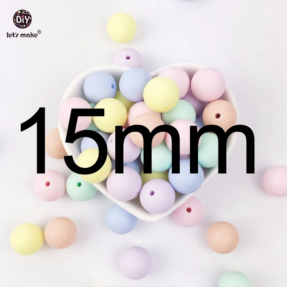 15mm candy color Давайте сделаем Силиконовые Бусины круглые карамельные Желтые цвета 100 шт Детские Прорезыватели 12-15 мм Аксессуары для младенцев DIY кормящих браслет бисер для детей - Цвет: 15mm candy color