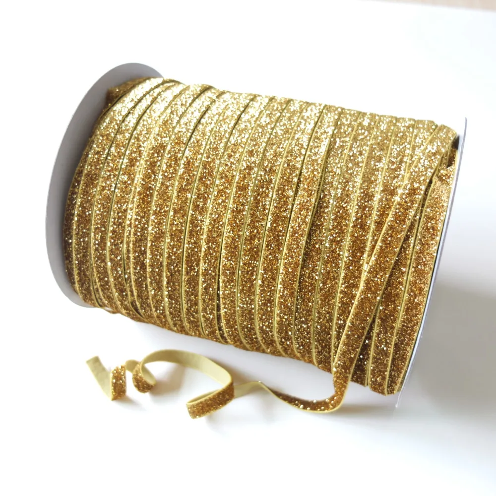 

3/8'' Glitter elastic bands Sewing Elastic Sparkling Elastic ribbon DIY Apparel Accessories Hair Elastic Hair bow 5 Yards/Color