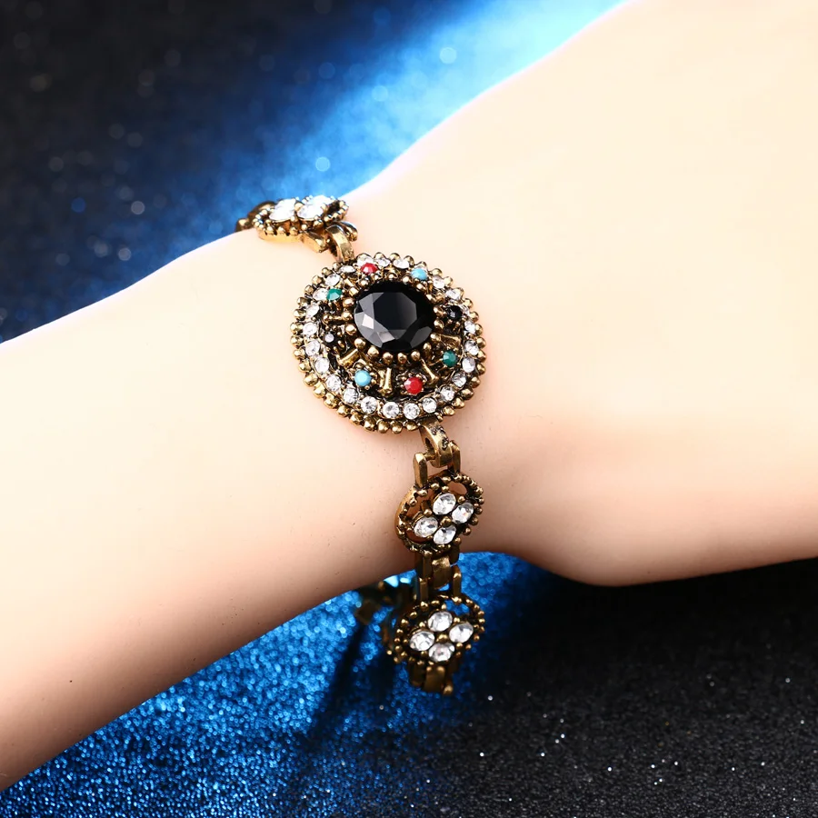 2 шт./лот Винтажные Ювелирные наборы в стиле бохо черные браслеты и кольца с