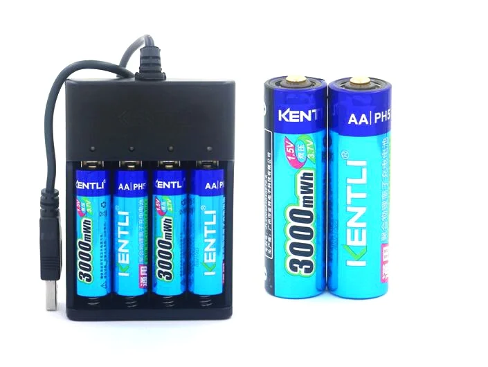 Мощный 6 шт. KENTLI 1 5 в AA PH5 3000mWh PLIB литий-ионная литий-полимерная литиевая батарея + 4
