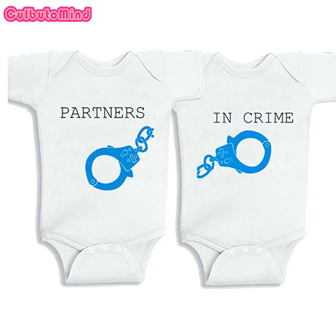 partners bl Culbutomind/детская одежда для близнецов, комплекты для девочек-близнецов, милый комбинезон для новорожденных из органического хлопка, милый кекс(от 0 до 12 месяцев - Цвет: partners bl