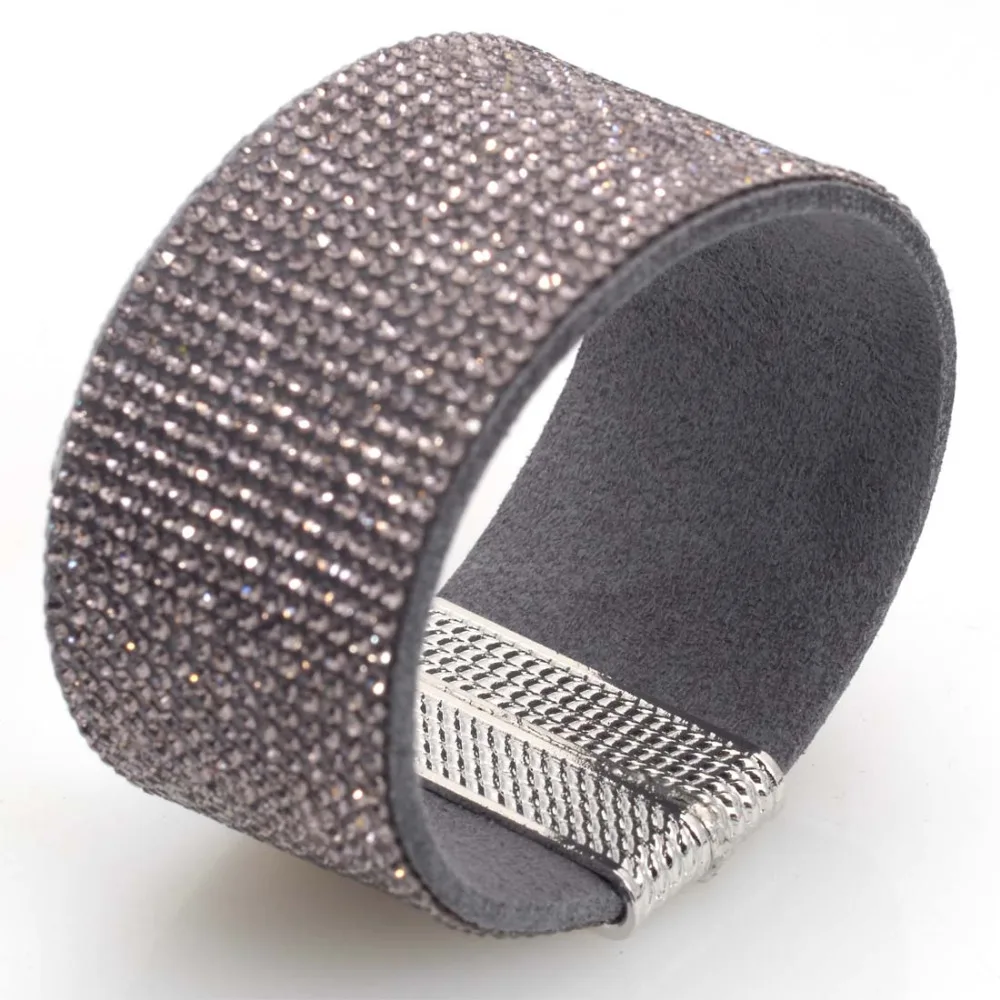 Магнитный браслет с кристаллами блестящий кожаный B1489|magnetic leather bracelet|leather braceletbling