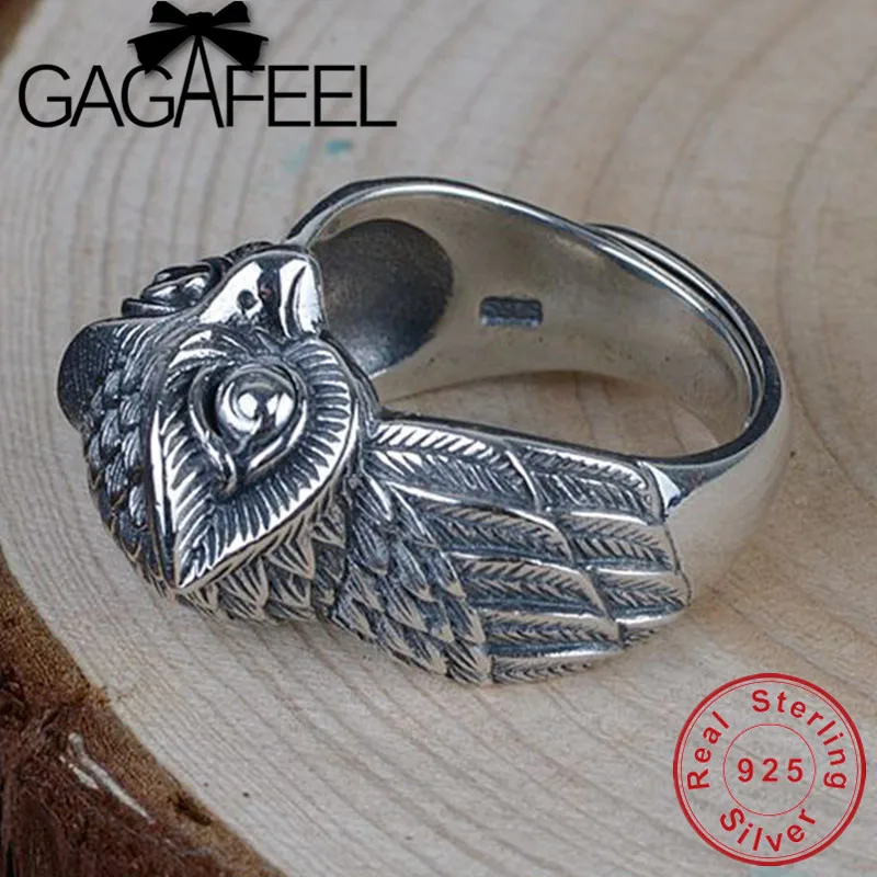 GAGAFEEL, мужские кольца совы, 925 пробы, серебряные, открытые кольца для женщин, мужские, счастливый патрон, ювелирные изделия,, подарок