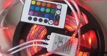 Водонепроницаемая светодиодная полоса 3528 RGB Светодиодная лента 5 м 300SMD светодиодная полоса+ 24 контроллеры, кнопки+ адаптер 12V2A драйвер светодиодная полоса