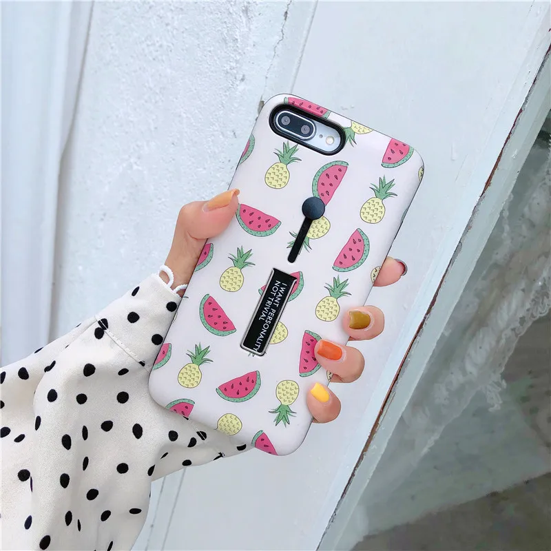 Для iphone 6 7 8 plus X XS MAX XR фрукты Арбуз Лимон ананас петля кольцо телефон чехол s для 11