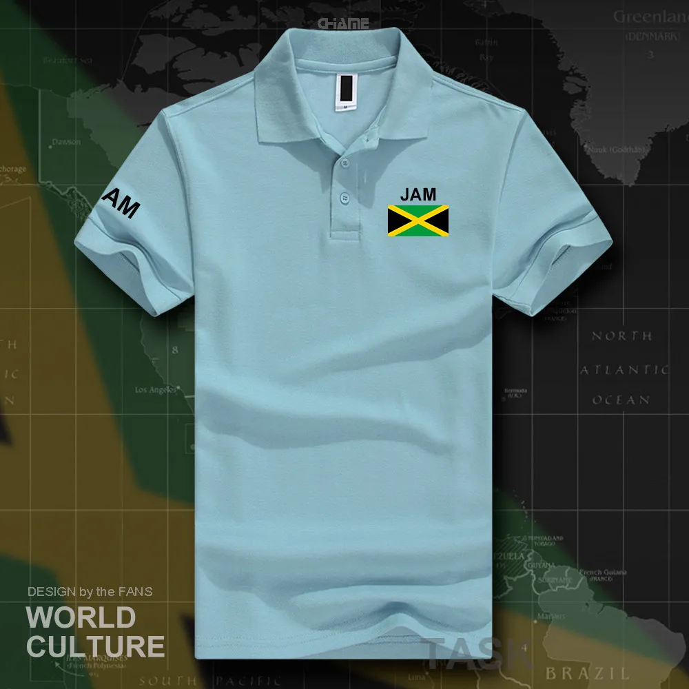 Jamaica Мужская рубашка поло с коротким рукавом белый бренд принт для страны 2017