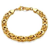 hip hop byzantine chain bracelet for men gold silver color stainless steel mens bracelets wholesale jewelry 68mm