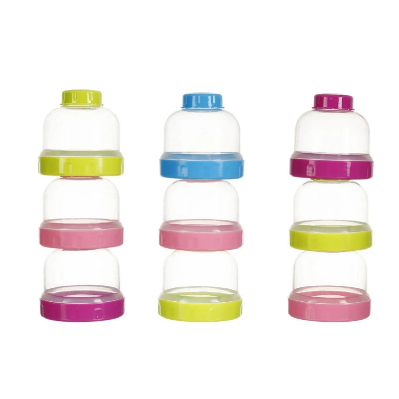 

Toddler Kids Three Grid Food Storage Box Baby Portable Milk Powder Formula Dispenser Food Container Storage Feeding Bottle