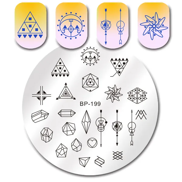 BORN PRETTY Geometic Flower Nail Art Stamp Plate Classic Traingle Heart маникюрный шаблон пластина с изображениями для нейл-арта