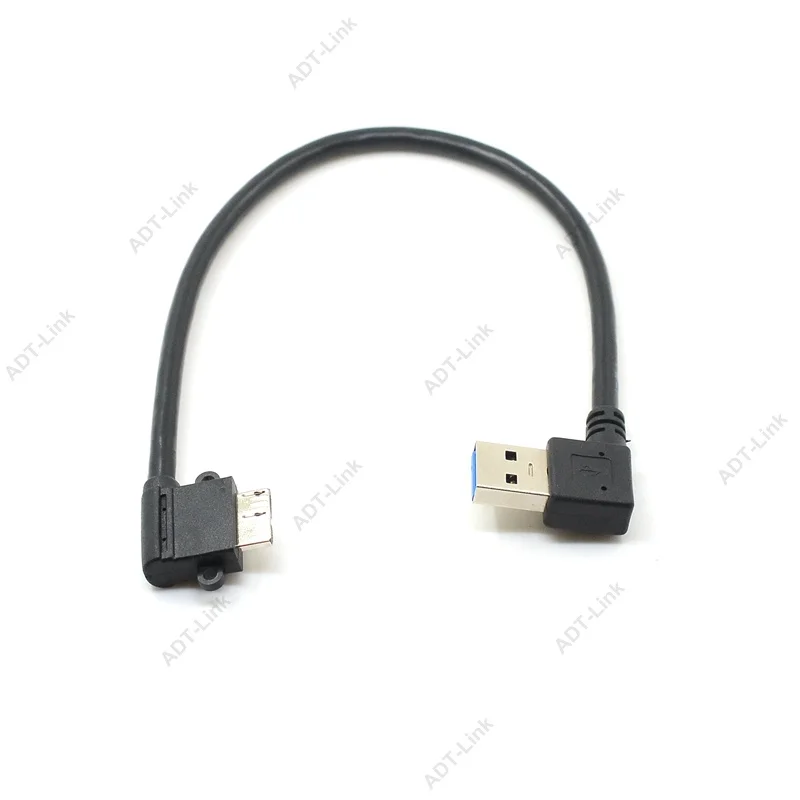 Кабель адаптер USB 3 0 25 см черный правый левый нижний угол тип A штекер Micro B Угловой