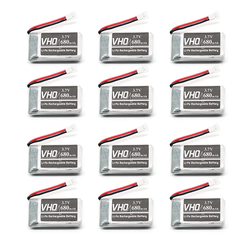 VHO 12 шт. 3 7 V 680 мА/ч Перезаряжаемые 25C Li Po RC Батарея для SYMA X5C 1 X5 серебро новая