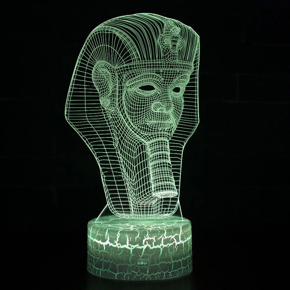 3D Визуальный Египетский Сфинкс Фараон Tutankhamen светодиодный светильник ночник Сенсорный пульт RGB 7 цветов Изменение комнаты украшение подарок