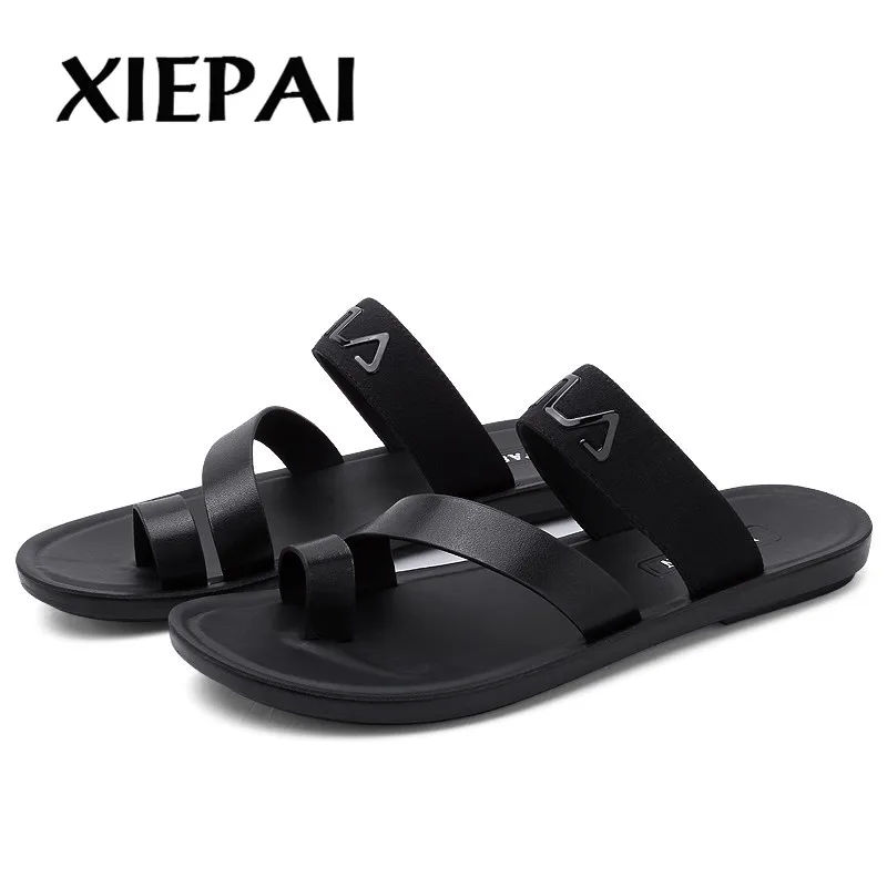 Кожаные сандалии мужские повседневные летние туфли с открытым носком дышащие