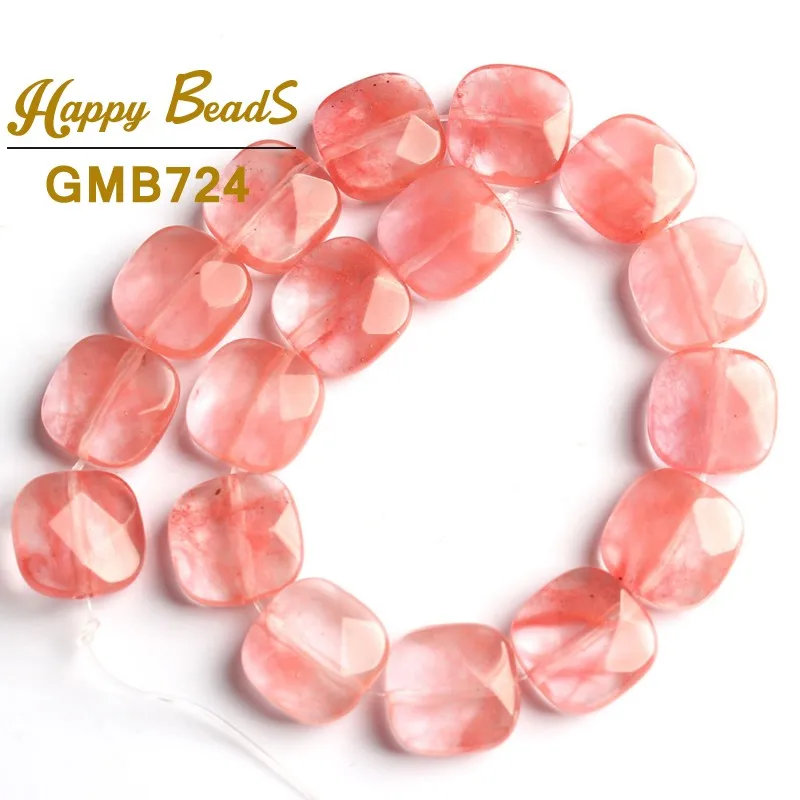 Cherry Quartz 12*12 мм натуральные граненые Агаты кварцевые бирюзовые бусины Квадратные Свободные бусины для самостоятельного изготовления ювелирных изделий браслет ожерелье - Цвет: Cherry Quartz