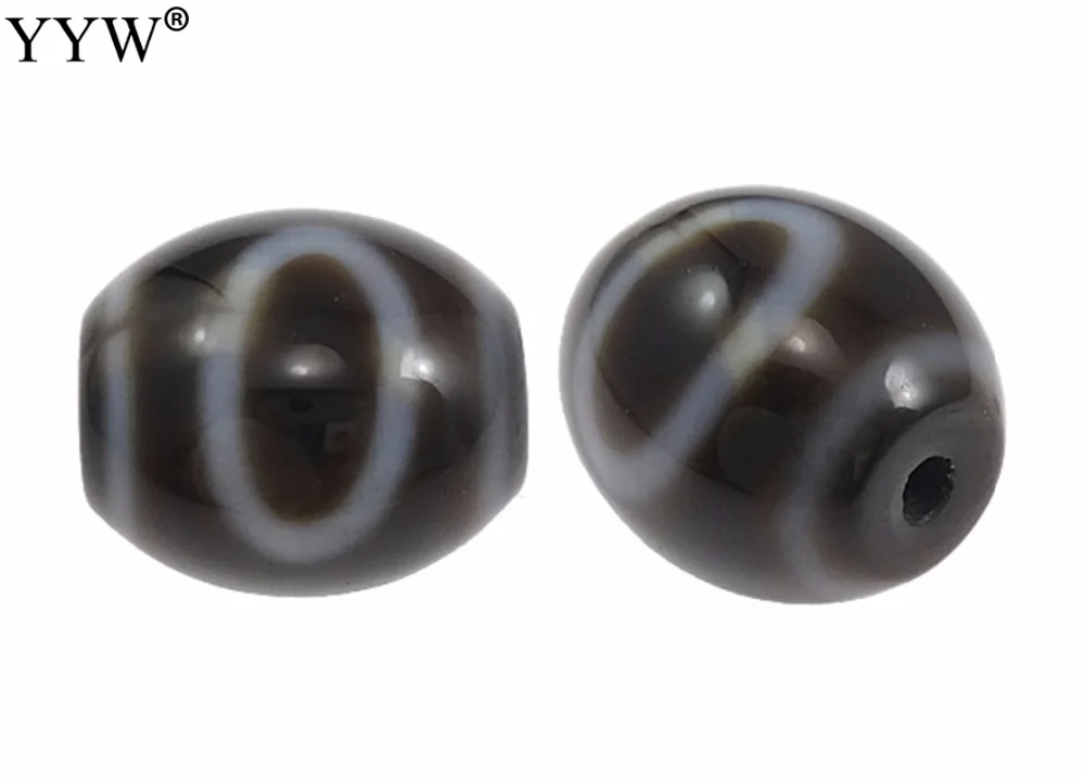 

5PCs/Lot natural stone beads Natural Tibetan Dzi Beads Oval three-eyed & two tone 14.50x13x3mm, Hole:Approx 2mm Sold By Lot