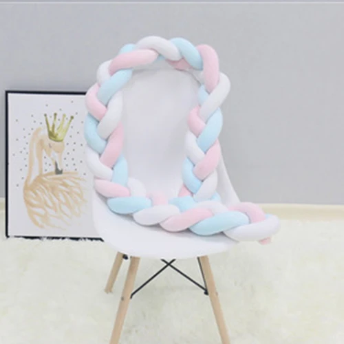white pink blue 1 м Детская кровать бампер DIY Ручная работа Узловая хлопковая оплетка подушки детские украшения комнаты окружность кровати вокруг защиты - Цвет: white pink blue