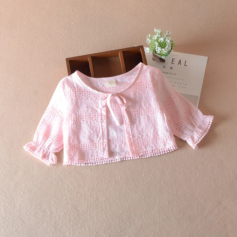 Белый кардиган для маленьких девочек свитер куртка с рукавом 3/4 хлопковая