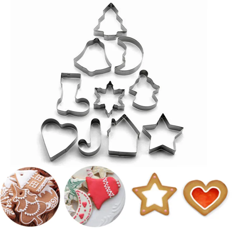 10 шт. новогодние украшения для печенья|cookie mould|fondant cake cuttersstainless cutter |