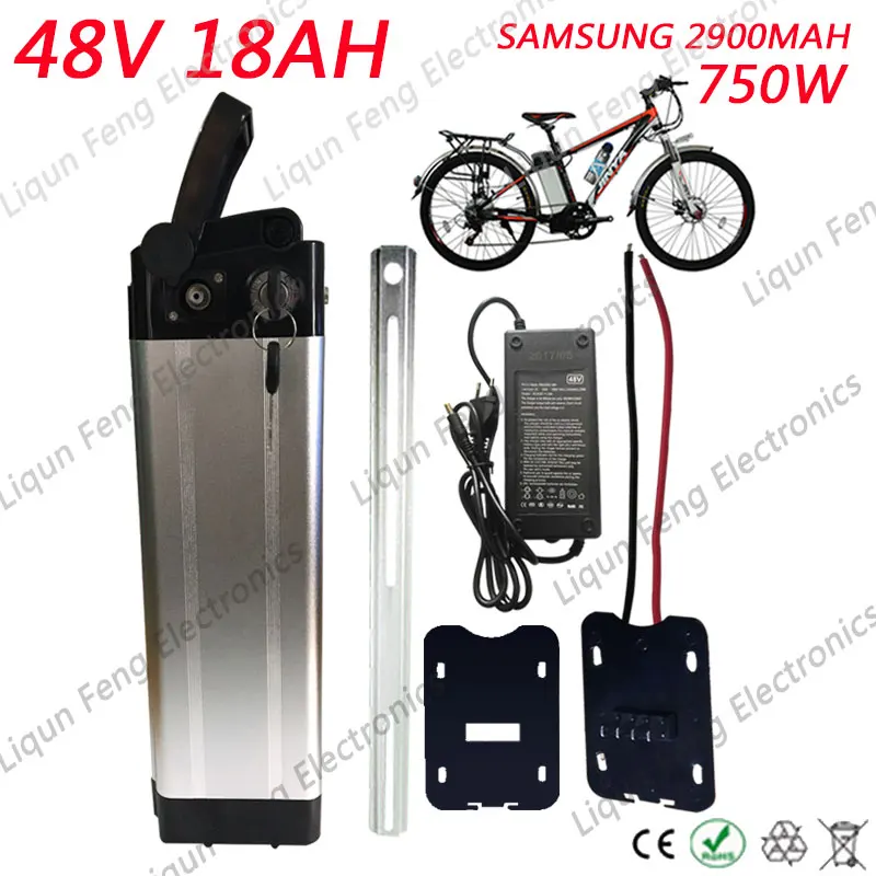 Литий ионный аккумулятор для электровелосипеда 500 Вт 750 Вт|battery for electric bike|48v 18ahsilver