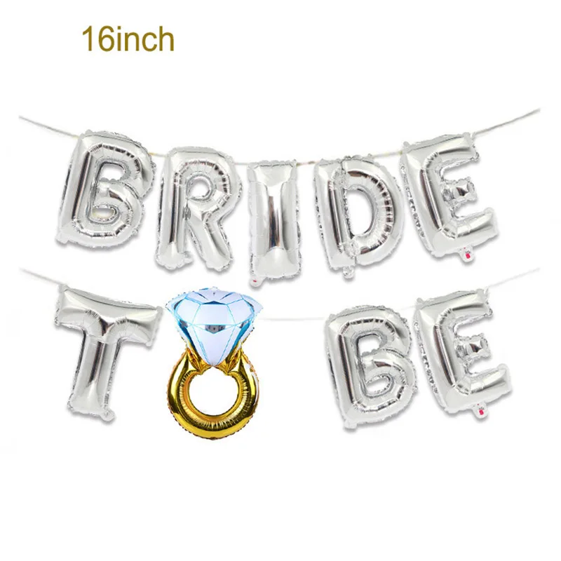 Свадебные душ 16 дюймов цвета: золотистый, серебристый буквы "Bride to be" Фольга шарики кольцо с бриллиантом на воздушном шаре для курица вечерние свадебные сувениры украшения - Цвет: Silver bride to be