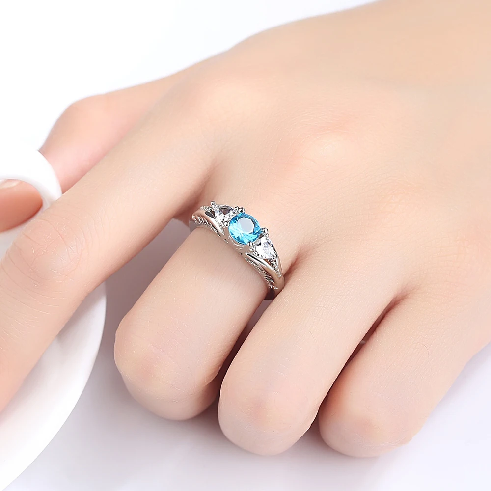 Классическое Роскошное однотонное серебряное бриллиантовое кольцо