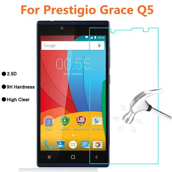 

For Prestigio Grace Q5 Tempered Glass 9H Cover Protective Film Safety Front Screen Protector For 5506 PSP5506 DUO Guard