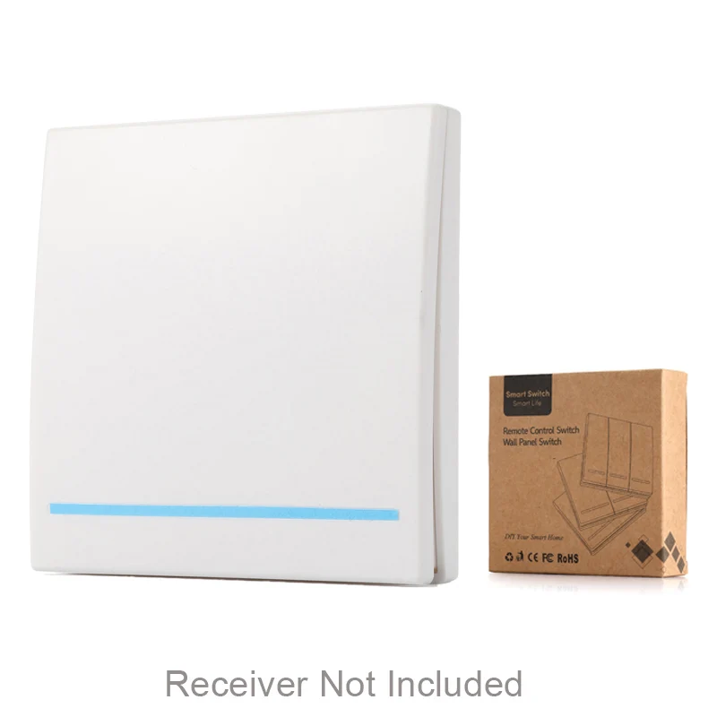 1 Gang Switch White QIACHIP RF Wifi переключатель RF 433 MHz 10A/2200 W беспроводной переключатель 86 Тип вкл/выкл переключатель панель 433 MHz RF WiFi Пульт дистанционного управления Передатчик - Комплект: 1 Gang Switch White