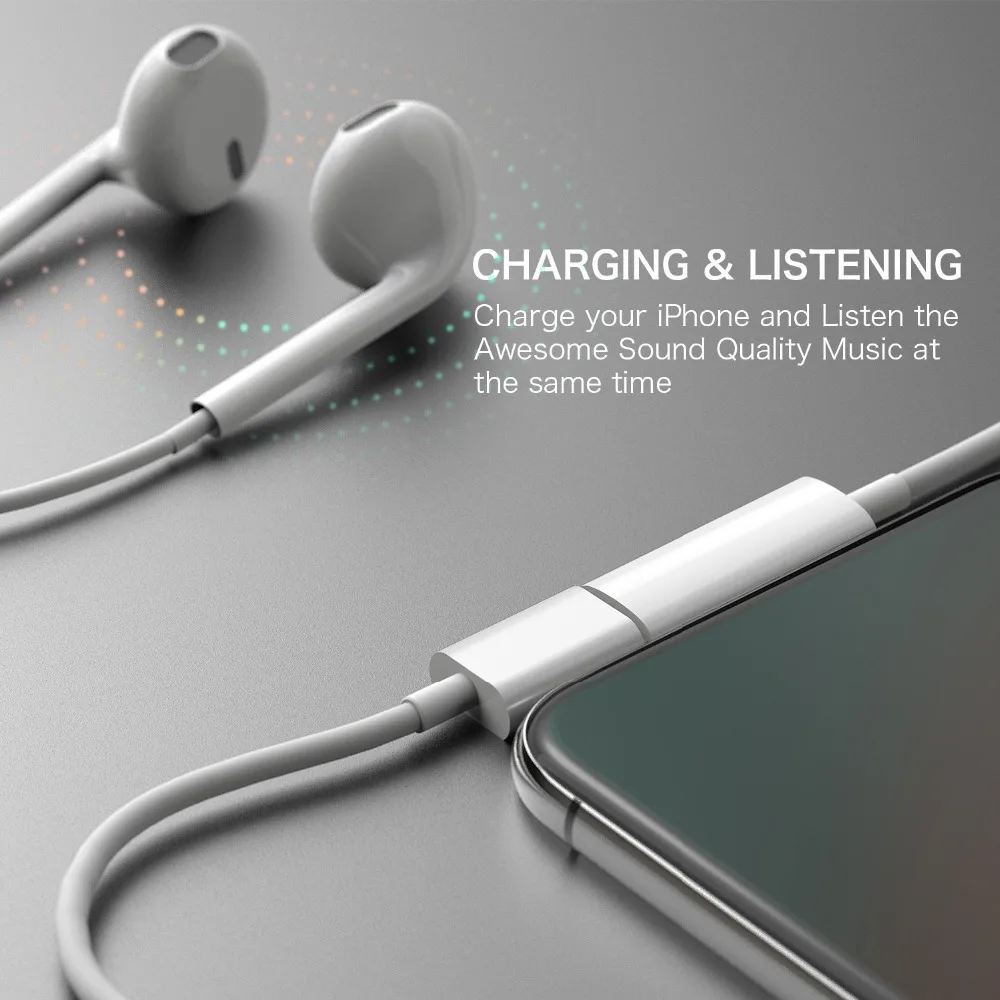 Vogek 2 в 1 освещения кабель Aux адаптер для iPhone 7/8/X наушники разветвитель Apple