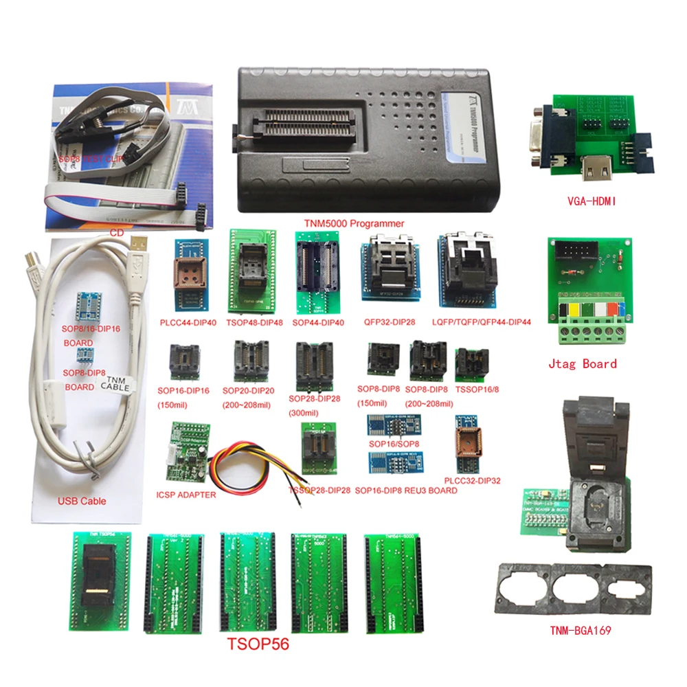 TNM5000 USB EPROM программист рекордер памяти+ 22pc адаптеры, для ремонта ноутбуков/ноутбуков, поддержка всех emmc автоопределением