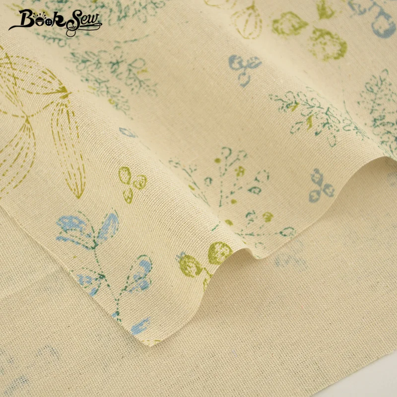 Домашний текстиль booksew хлопчатобумажная льняная ткань Зеленый лист дизайн