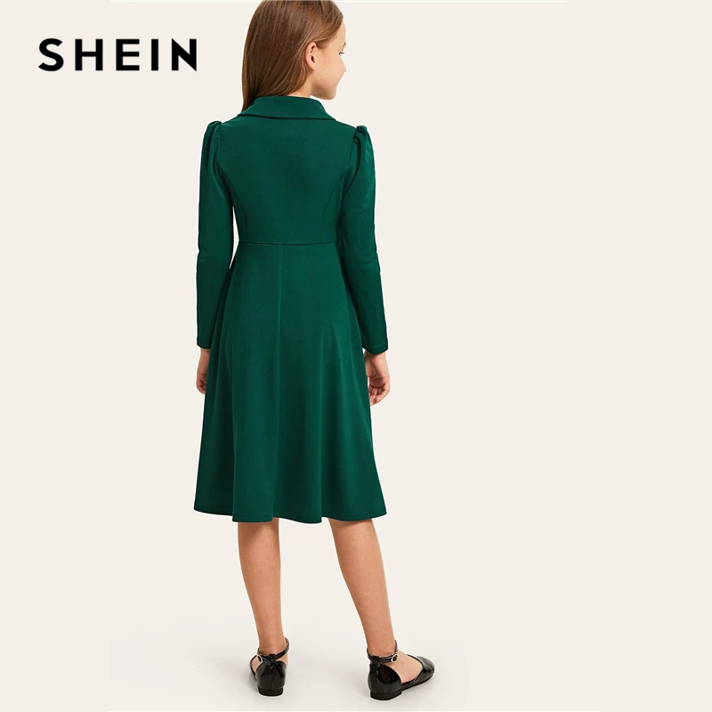 SHEIN Kiddie/красное однотонное расклешенное платье с оборками, трапециевидной формы, с поясом, летнее праздничное платье, рукав-волан, с пуговицами на спине, платья-миди для девочек
