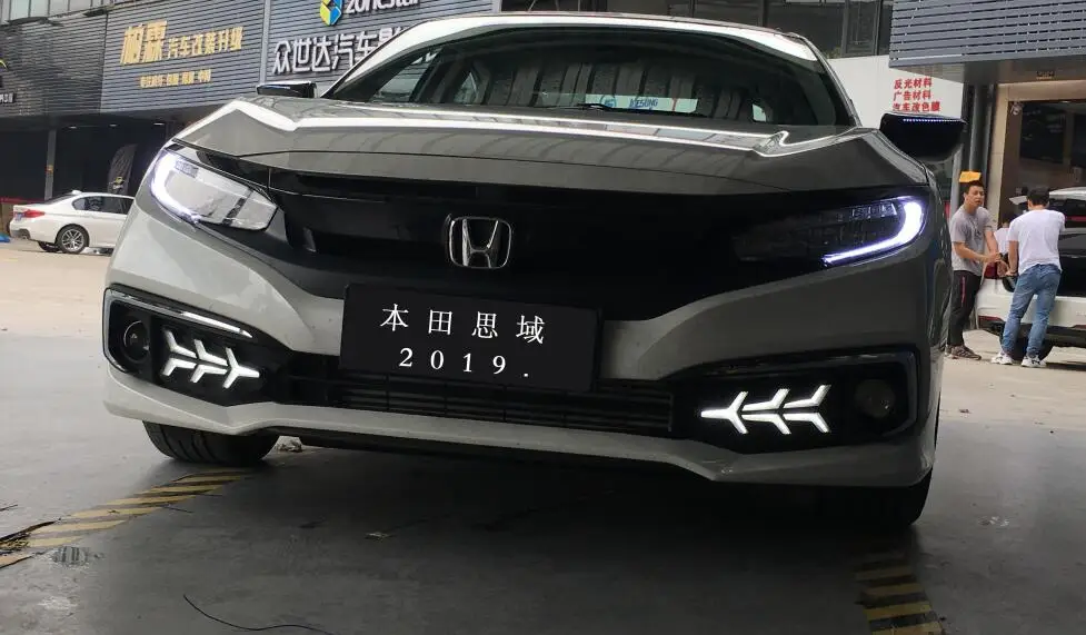 2 шт. в комплекте Автомобильная дневная лампа для honda civic дневной ходовой свет Автомобильные аксессуары 2020y светодиодный DRL головной свет для civic противотуманная фара