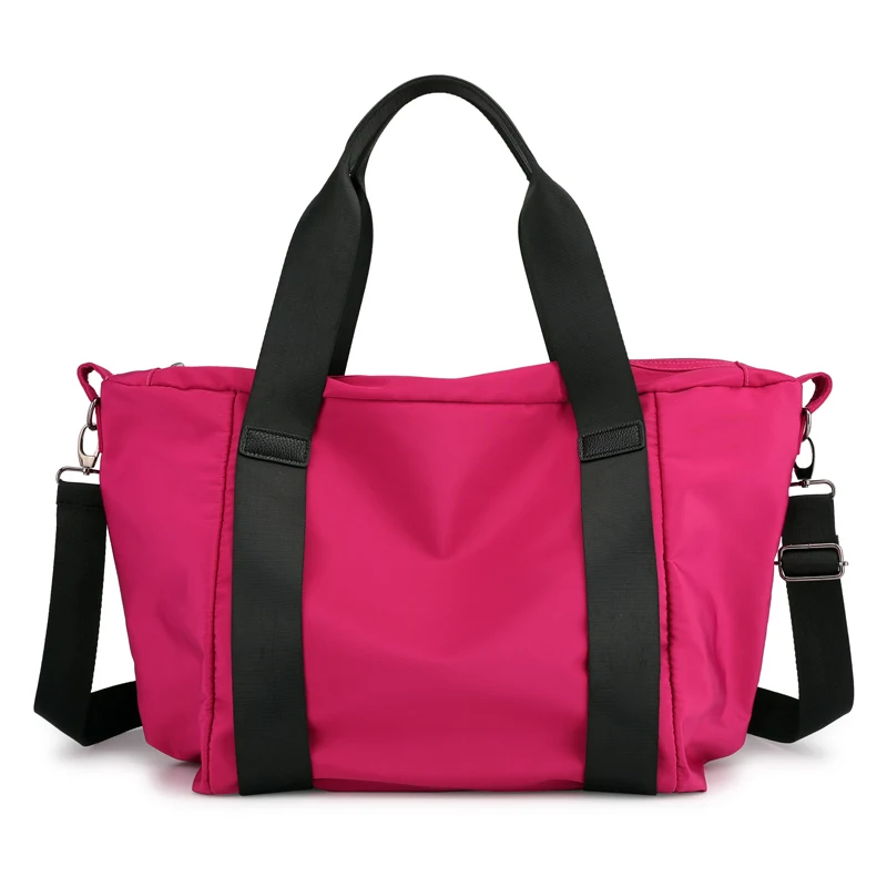 hot pink Нейлоновая дорожная сумка через плечо, большая вместительность, женская сумка-мессенджер с верхней ручкой, женская сумка на выходные, большая сумка для покупок - Цвет: hot pink