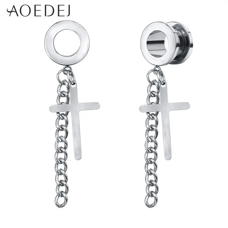 2 Pieces AOEDEJ пробки и тоннели пирсинг для ушей из нержавеющей стали пробки для ушей пирсинг для ушей растягивающийся пирсинг расширитель для туннелей пенетран - Окраска металла: 2 Pieces