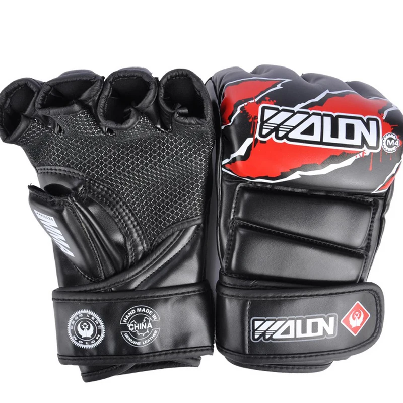 Wolon открытые пальцы женские/мужские Муай Тай боксерские ММА перчатки для