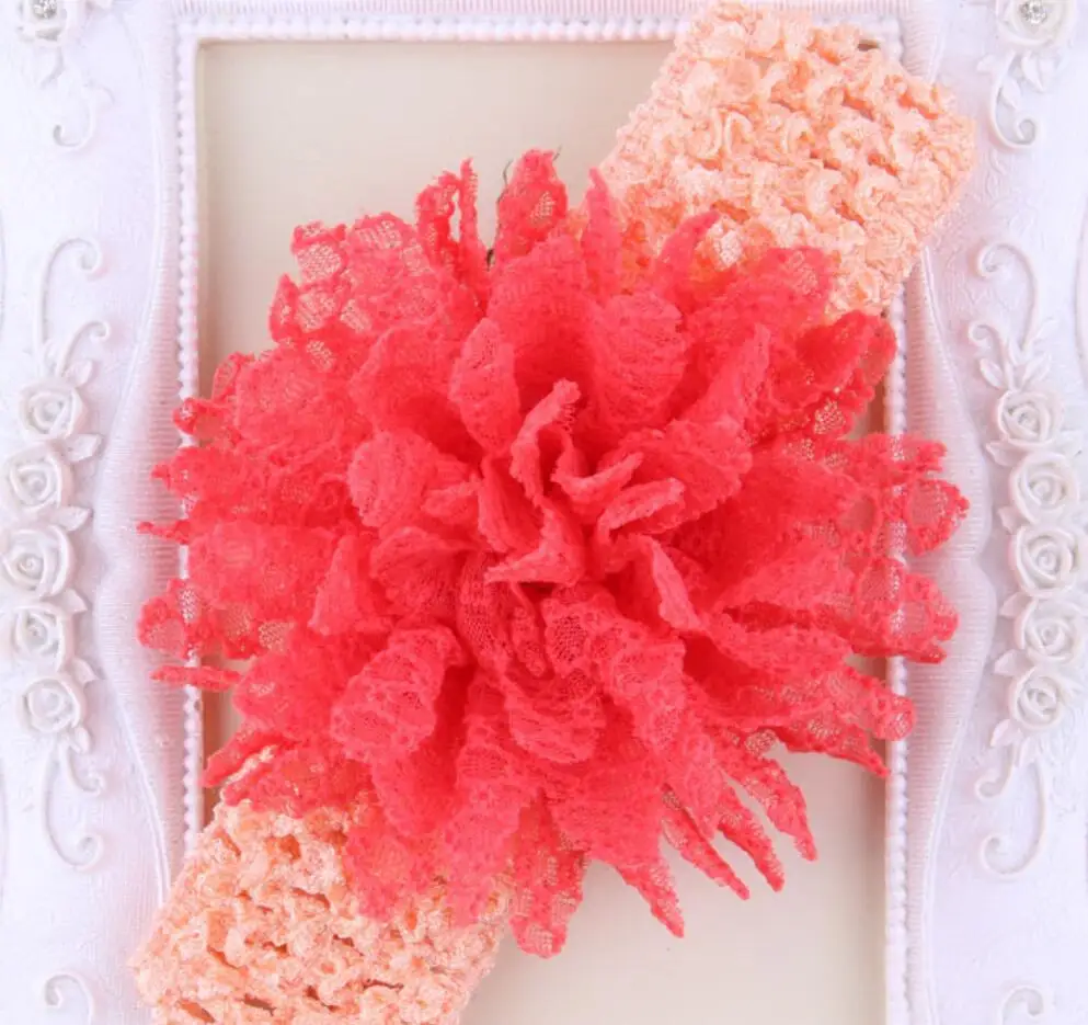 15 шт./лот цветов Ажурная Кружевная повязка с цветами Повязка на голову принцессы