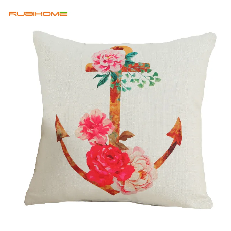 Rubihome красный цветок Якоря для лодок Дизайн декоративные Пледы Подушки подушки