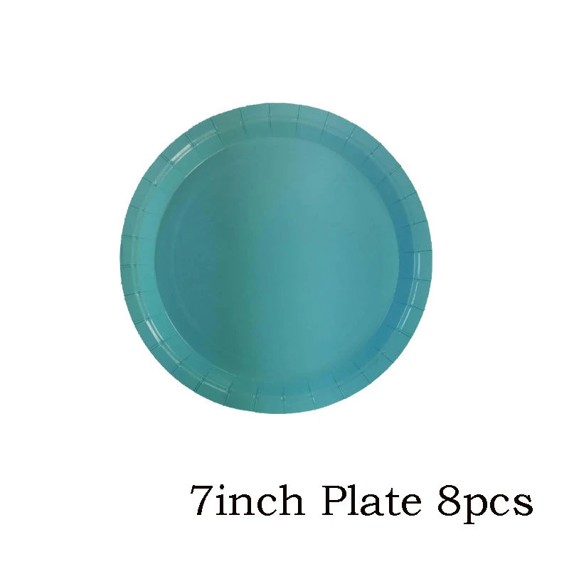 7inch plate blue 8 шт. одноразовая посуда, одноцветные бумажные тарелки для вечеринки, тарелка для торта, свадебные украшения для дня рождения - Цвет: 7inch plate blue